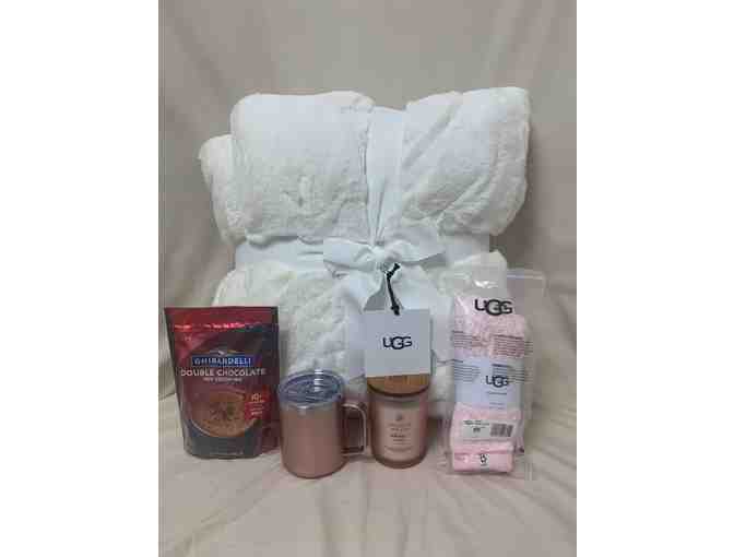 UGG Plush Blanket, Cozy Socks, Insulated Mug, Candle + Ghirardelli Hot Cocoa Mix