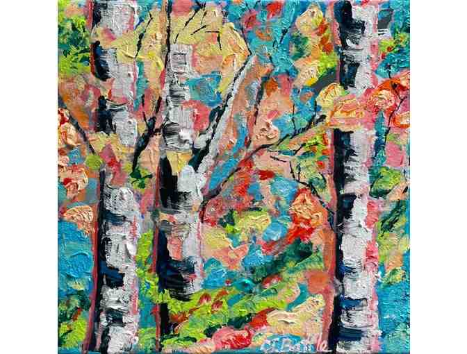 8"x8" Acrylic and Collage Painting "Resting Birch Phase" by Artist Cecelia Battle - Photo 1
