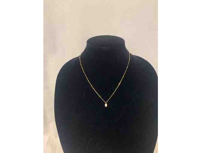 18' Gold Vermeil Necklace with White Sapphire Pendant