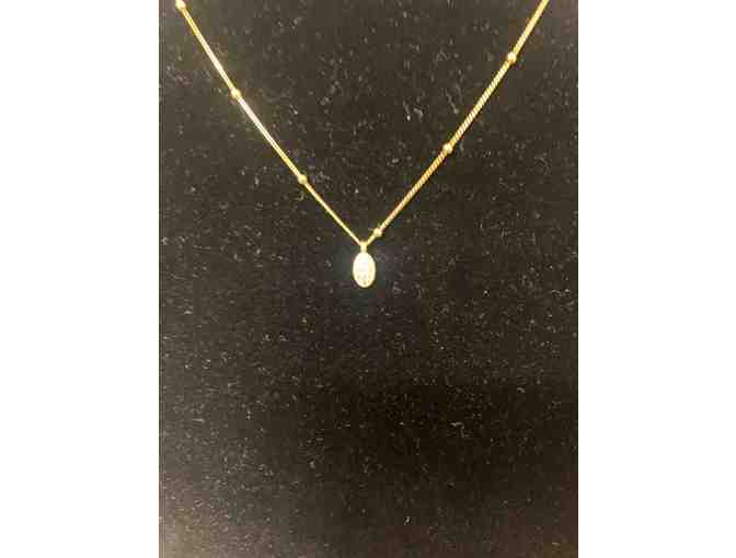 18' Gold Vermeil Necklace with White Sapphire Pendant