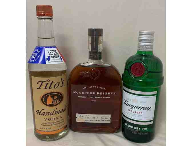 Woodford Reserve Bourbon, Titos Vodka, Tanqueray Gin, Beverage Shaker + MORE