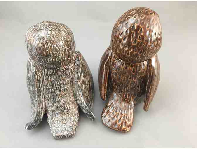 2 Charming Handmade Ceramic Owls