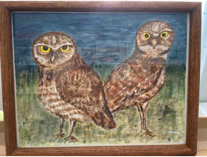 Framed Burrowing Owl Painting 11" x 14" - Photo 1