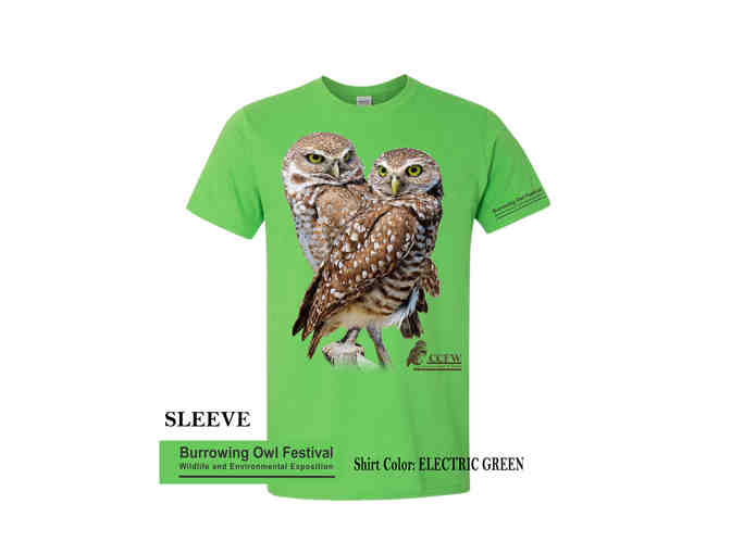 Adult Crew Neck Burrowing Owl Pair in Neon Blue and Electric Green