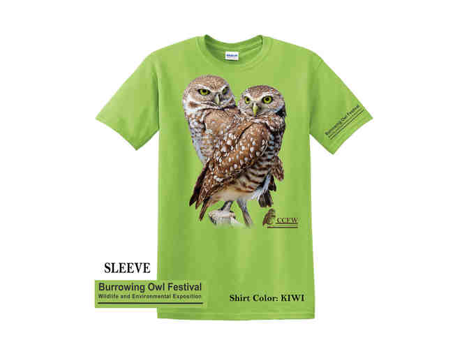 Kids Crew Neck Burrowing Owl Pair in Kiwi and Daisy