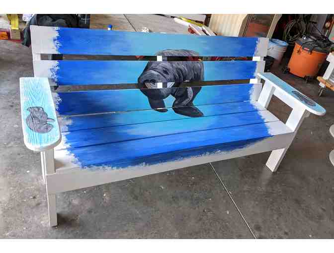 Artisan Bench with hand painted Manatee by local artist