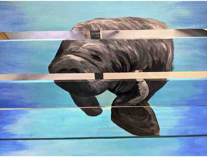 Artisan Bench with hand painted Manatee by local artist