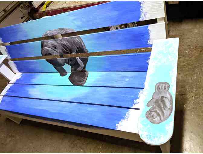 Artisan Bench with hand painted Manatee by local artist
