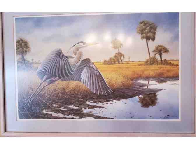 Lee Cable "Everglades Flight-Blue Heron" 1980's signed, numbered, limited edition - Photo 1