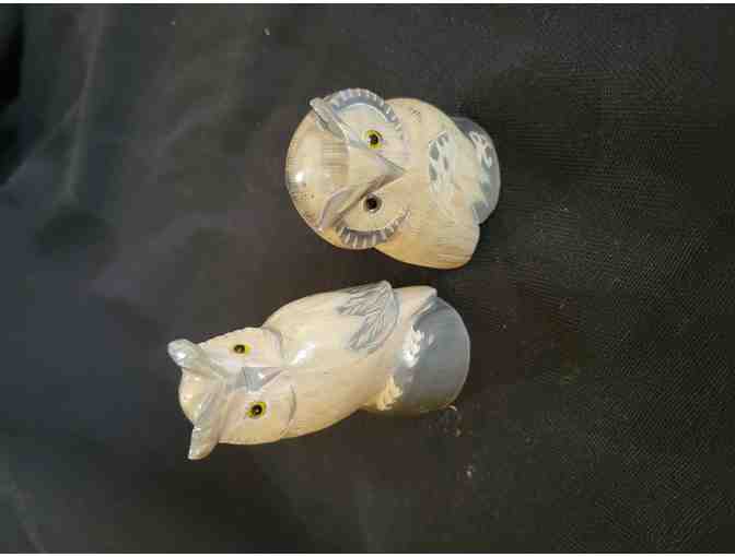 Hand Carved Owl Pair - carved from bone antlers - Photo 2