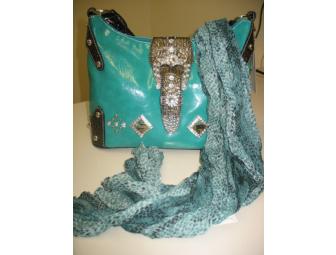 Trendsetters Boutique Aqua handbag and matching scarf
