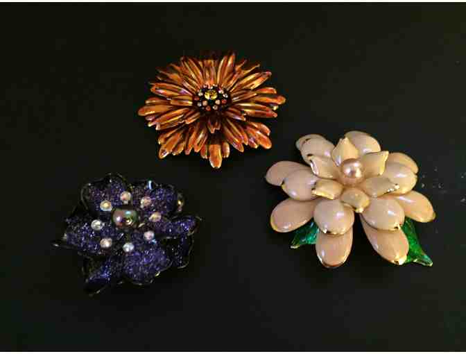 3 Flower Brooches
