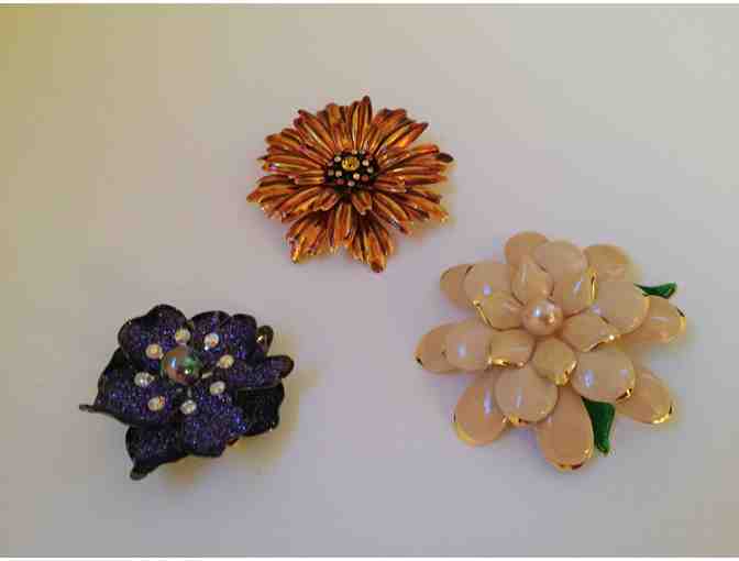 3 Flower Brooches