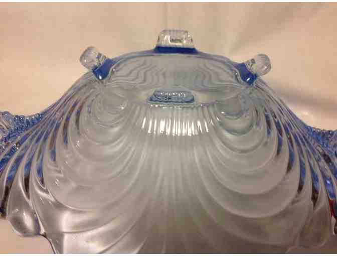 1930's Art Deco Moonlight Blue Crystal Console Bowl
