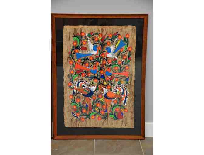 Pair of Vintage Mexican Amate Bark Paintings