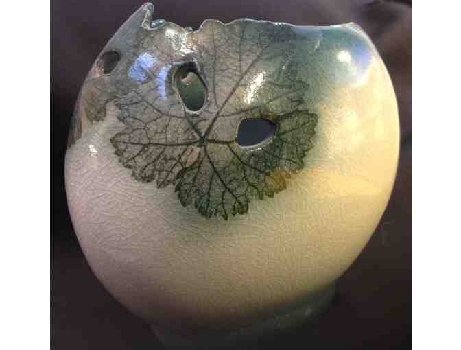 Beautiful Japanese Styple Grape Leaves Vase - Studio Pottery