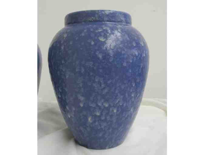 Pair of Blue Ceramic Floor Urns