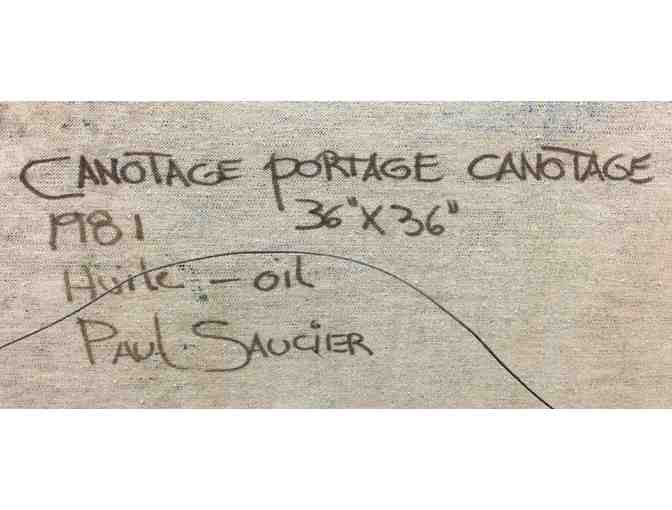 Canotage Portage Paul Saucier Original 1981 Oil Painting on Canvas