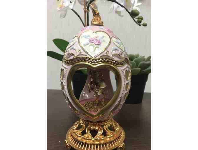 Franklin Mint House of Faberge Egg with Carousel Horse Music Box