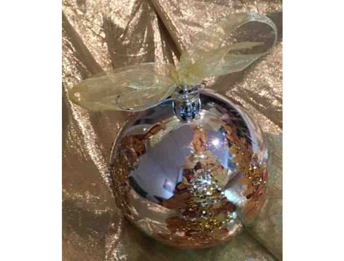 Silver and Gold Hand Painted Christmas Ornament by Artist Katerina Mertikas