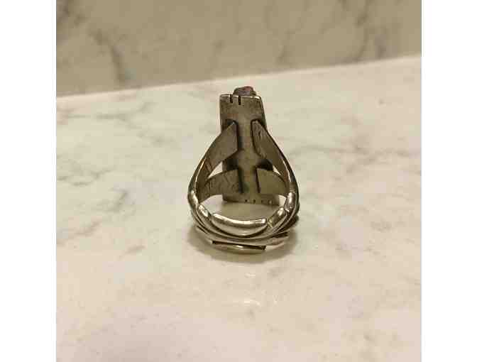 Silver and Turquoise ring made by Creek/Navajo Artist David Tune
