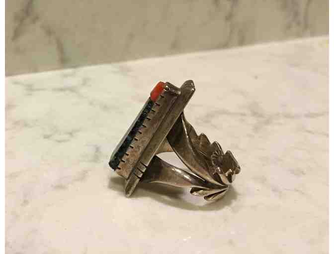 Silver and Turquoise ring made by Creek/Navajo Artist David Tune