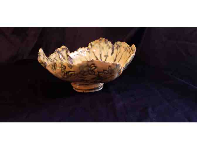 Begonia Leaf Bowl, American Raku Ceramic by Ruth Sachs