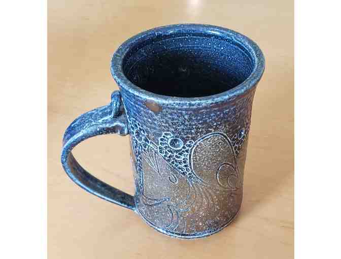 'Trinity River' Salt-Fired Ceramic Tall Mug, Randy Brodnax, 5 1/2' x4'x 3 1/2'