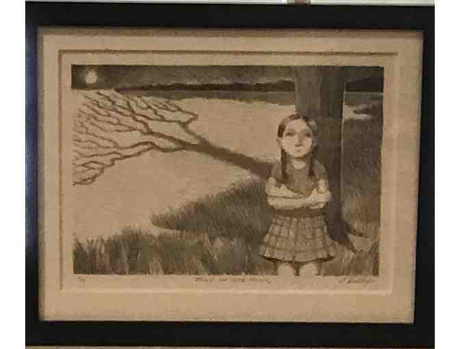 Framed Lithograph "Mad at the Moon" 9/9 by Lora Shelley - Photo 1