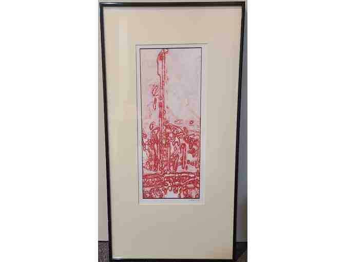 Framed Art 'Acoustic Guitar Shadow Picture (Red)' by Michael Watkins