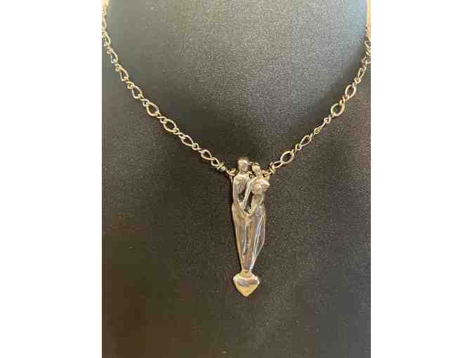 Sterling Silver Couple on Heart Necklace by Jewelry Artist, Harriet Forman Barrett