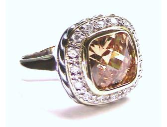 Sterling Silver & Citrine CZ Ring sz 7