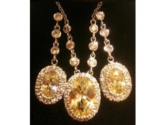 Sterling Silver & Oval Canary Yellow CZ Set