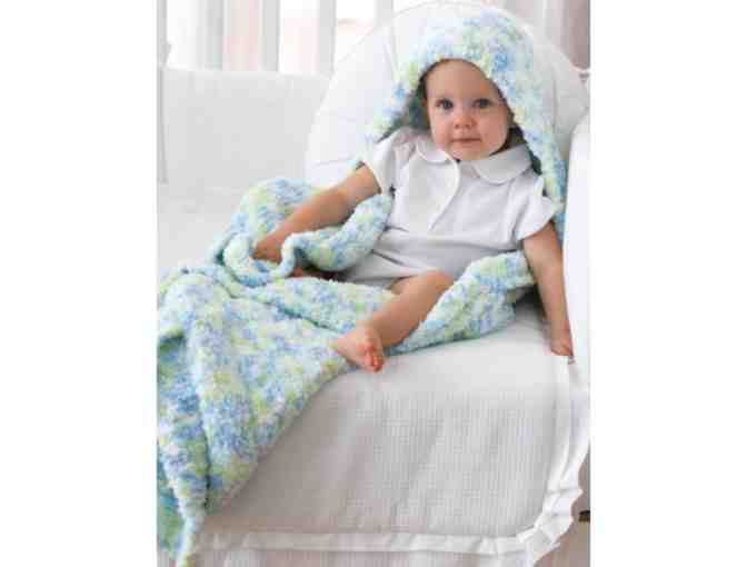 Hand Knitted Baby Hooded Blanket & Gift Bag - Super Soft