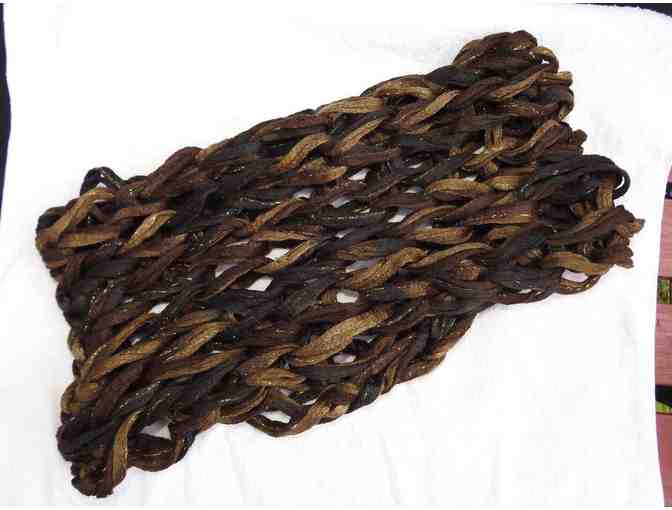 Hand Sewn Chocolate & Light Brown Bag and Multi-toned Wrap Scarf