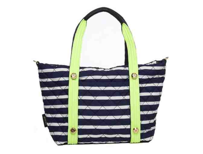 goldno9 - REVERSIBLE CARYYALL HANDBAG ( Stripe/Navy bag & Neon/Navy Tote Handle