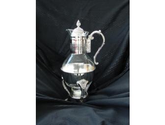 Silver and Glass Coffee Carafe with a Heating Base