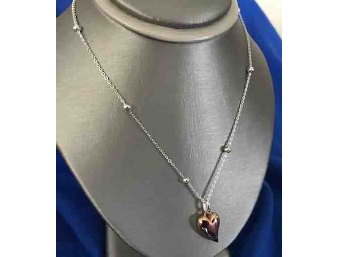 Sterling Silver and Rose Gold Plate Heart Necklace from Josephs