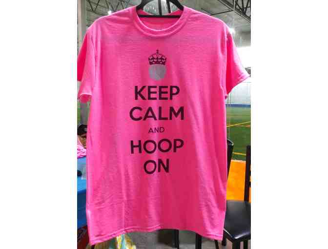 Keep Calm and Hoop On T-Shirt (PINK) YOUTH Small - Photo 1