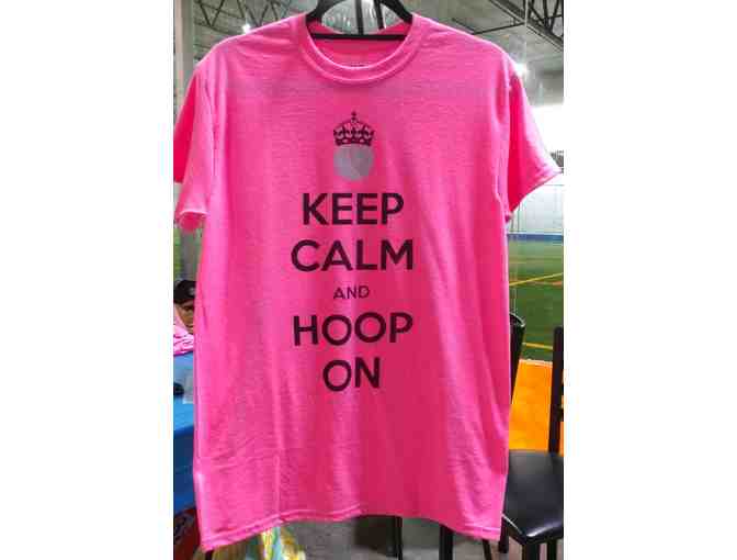 Keep Calm and Hoop On T-Shirt (PINK) YOUTH Medium - Photo 1