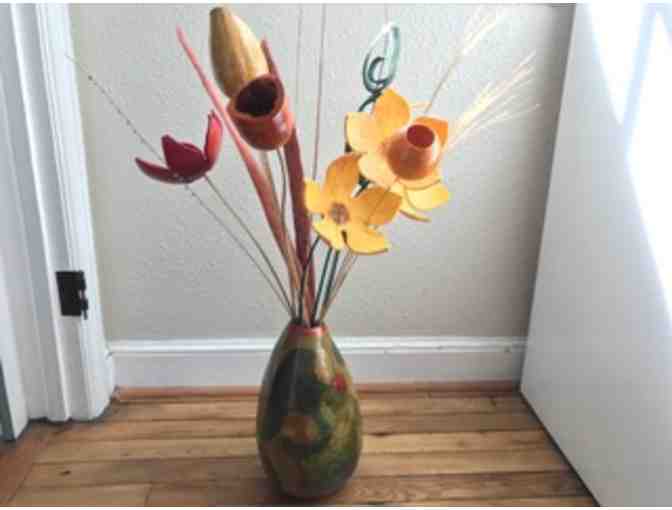 Unique and Beautiful Hand-Crafted Gourd Vase Floral Arrangement
