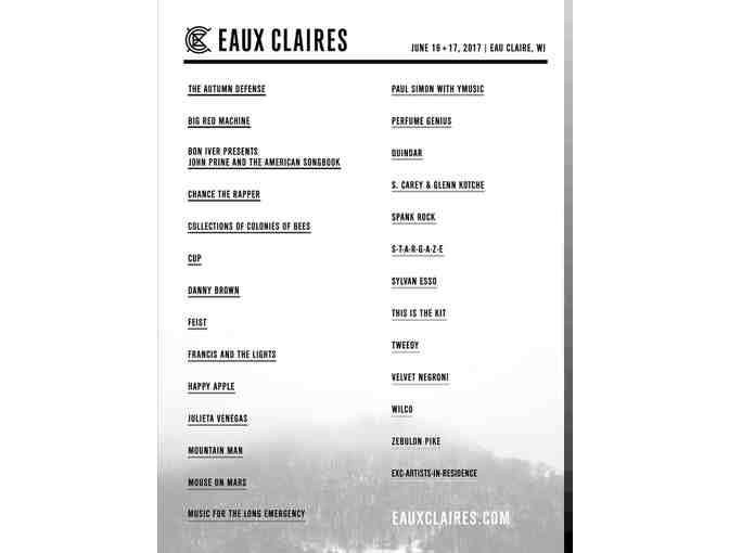 2 VIP tickets to EAUX CLAIRES and Hampton Inn Room for 2 during the Festival - Photo 1