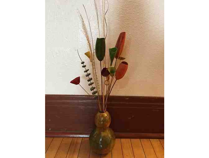 Handmade gourd vase with colorful gourd flowers