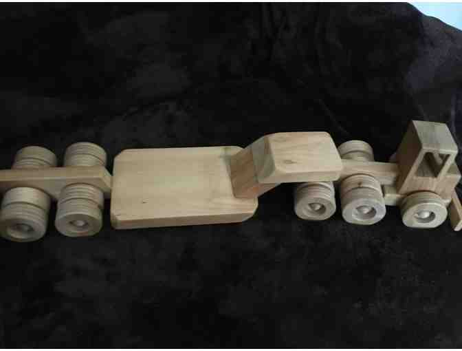Handmade Wooden 18 Wheeler Flat Bed Carrier