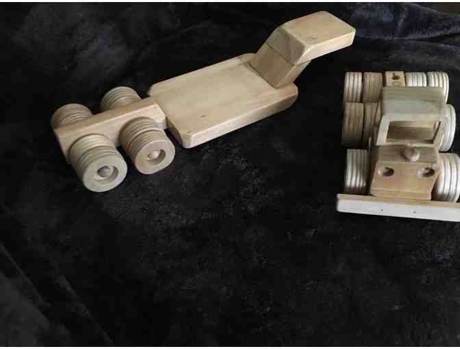 Handmade Wooden 18 Wheeler Flat Bed Carrier