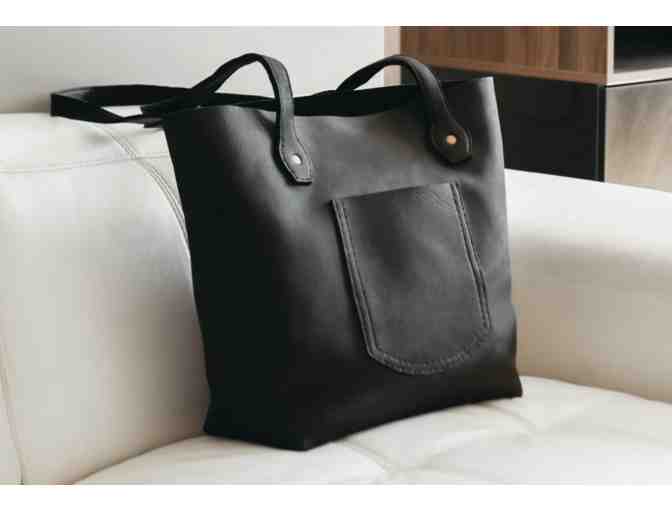 Black Leather Tote Bag Handmade