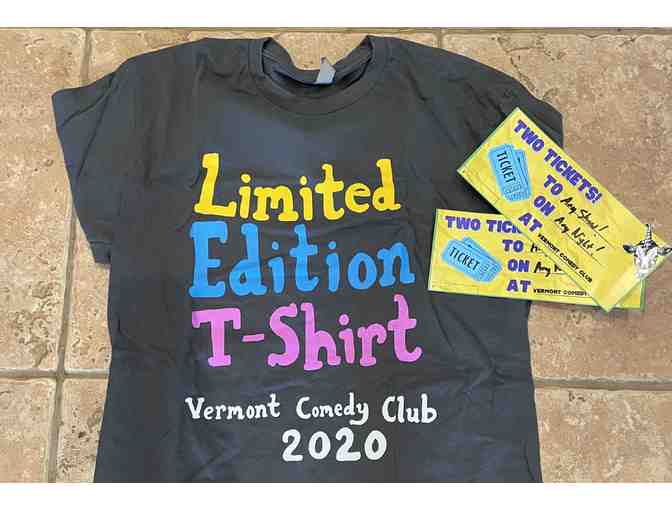 VT Comedy Club Prize Pack: Four Tickets to Any Show, Shirt, and Stickers