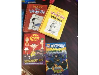 Tornado Tube, Gum Ball Machine and Wimpy Kid plus other books