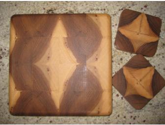 Handmade Wood Cutting Board plus 2 Coasters
