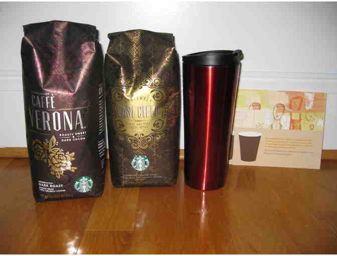 Starbucks Coffee - 2 1lb. Bags, 1 Travel Mug & 2 Complimentary Beverages